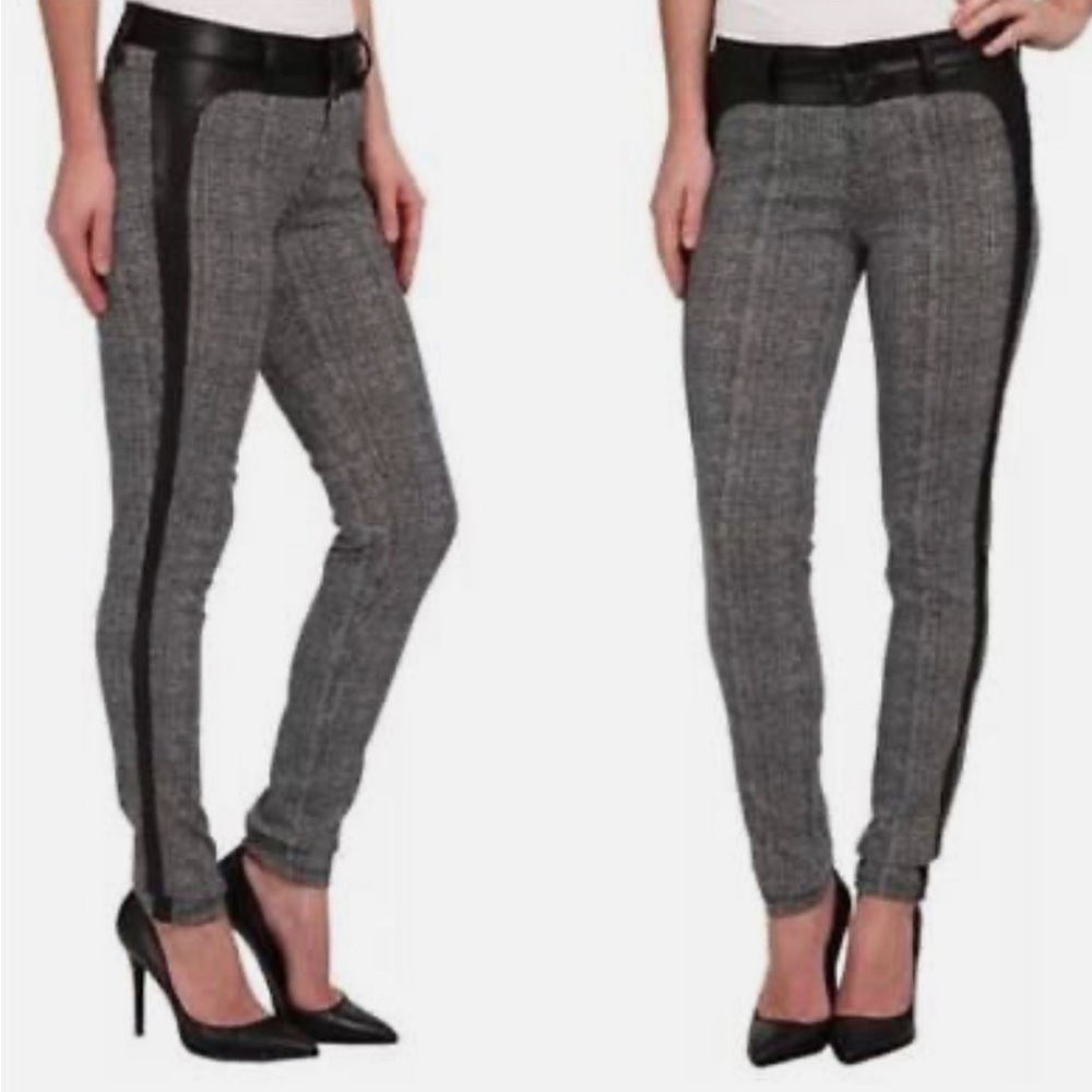 Liverpool Felicia Tuxedo Leggings With Faux Leather Trim Black/White 27/4